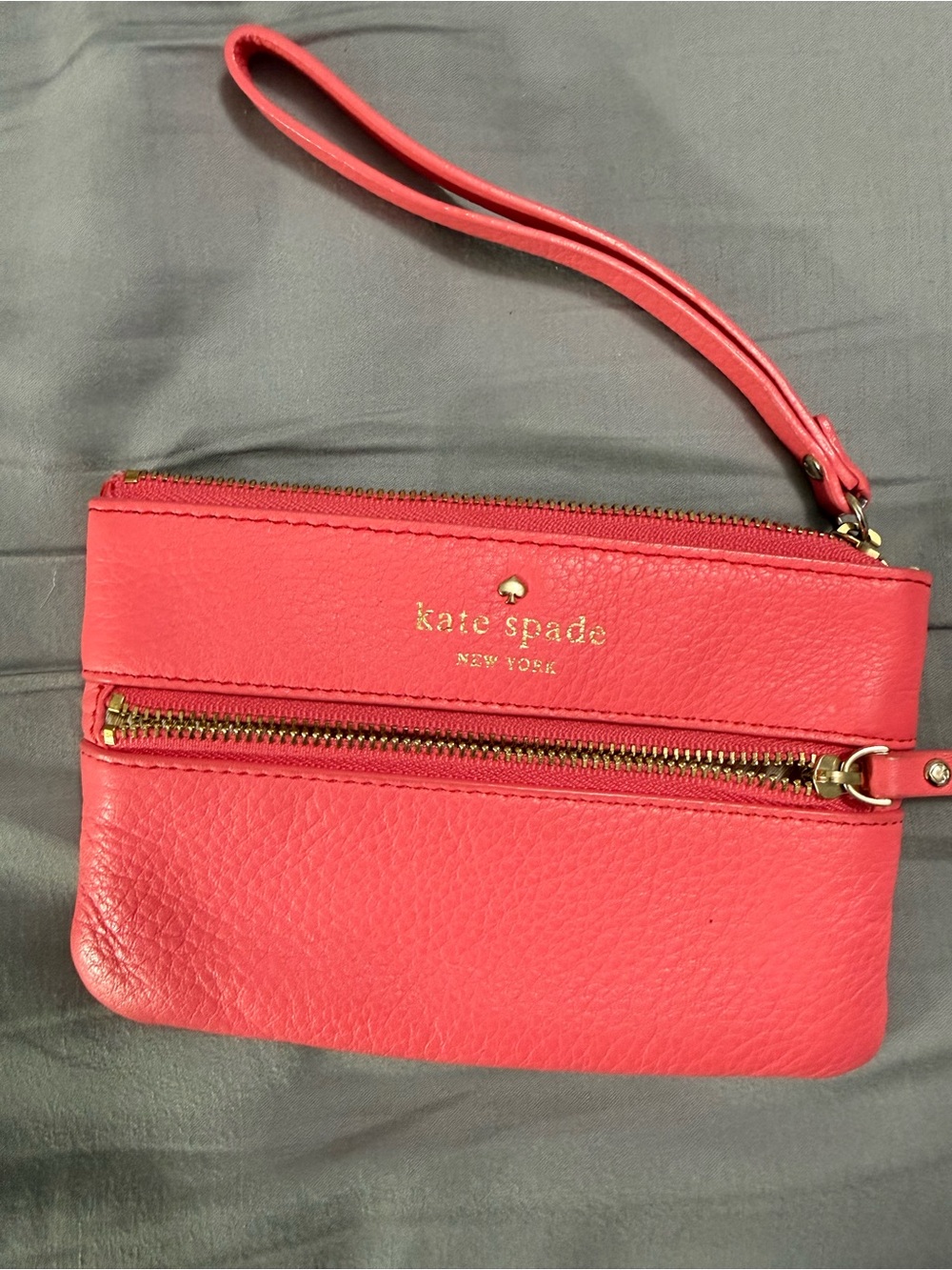 kate spade Coral Pink Pebbled Leather Wristlet